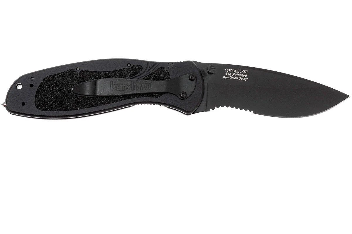 Kershaw 1670GBBLKST Blur Black En Partie Cranté 3 Kershaw 1670GBBLKST Blur Black En Partie Cranté