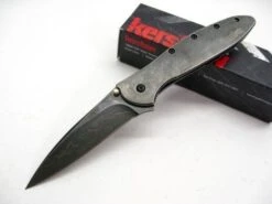 Couteau Kershaw Leek A/O BlackWash Acier D2 Manche Acier Made In USA KS1660CBBW - Free Shipping