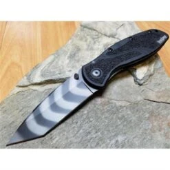 Couteau Kershaw Blur Tiger Striped Tanto Lame Acier BDZ1 Manche Aluminium 6061-T6 Made USA KS1670TTS - Free Shipping