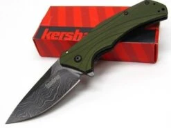 Couteau Damas Kershaw Knockout A/O Green 128 Couches Made USA KS1870OLDAM - Livraison Gratuite